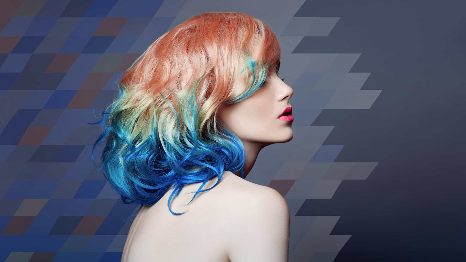 woman with dyed hair mixed with hair extensions