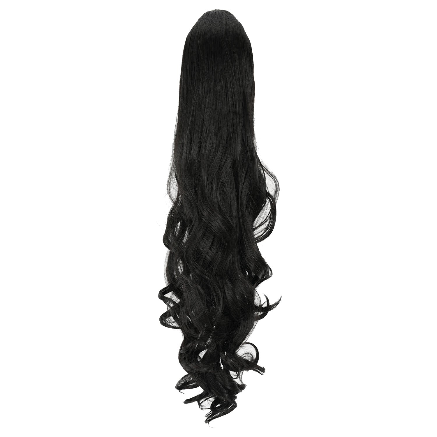 Black JuvaBun Long Curly Ponytail Extension