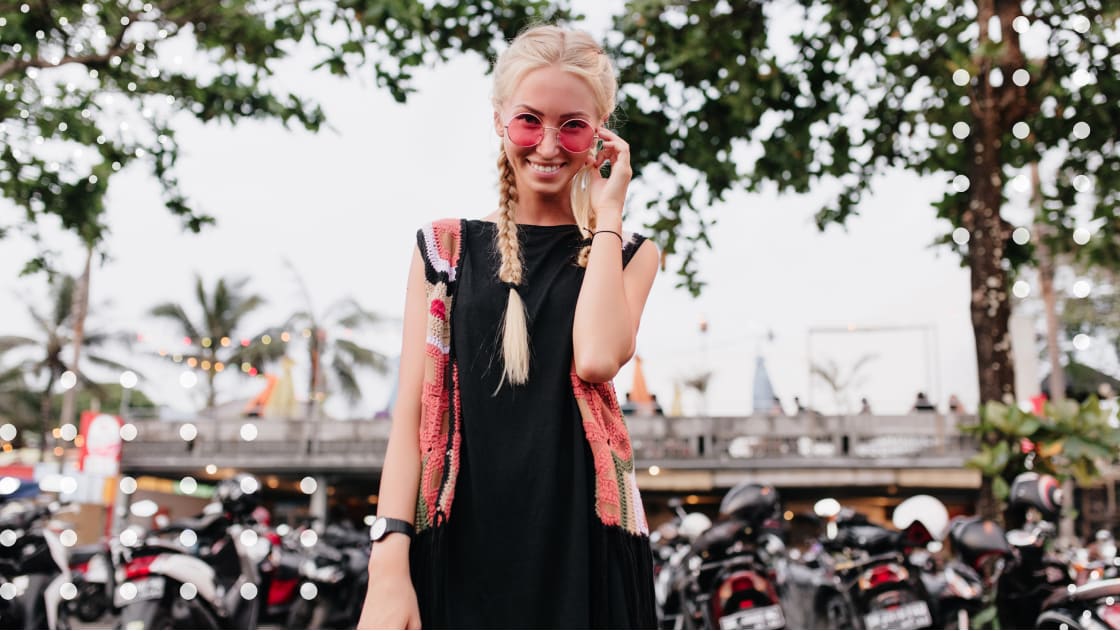 woman with braid accessories on the park