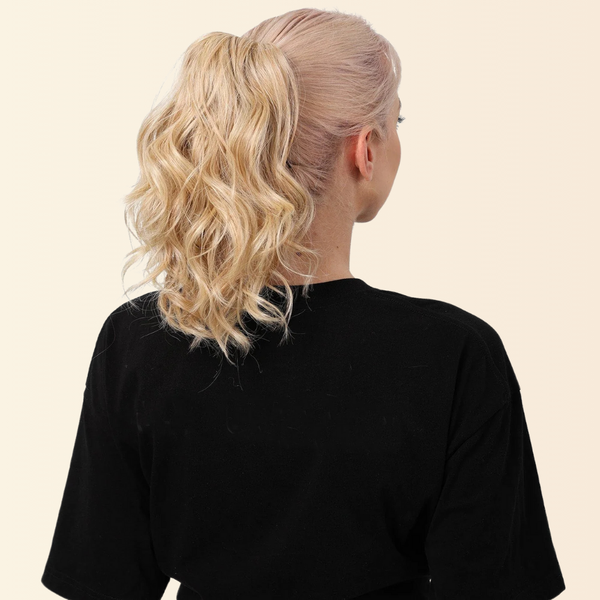 JuvaBun Claw Clip Beach Waves Ponytail 12 inch