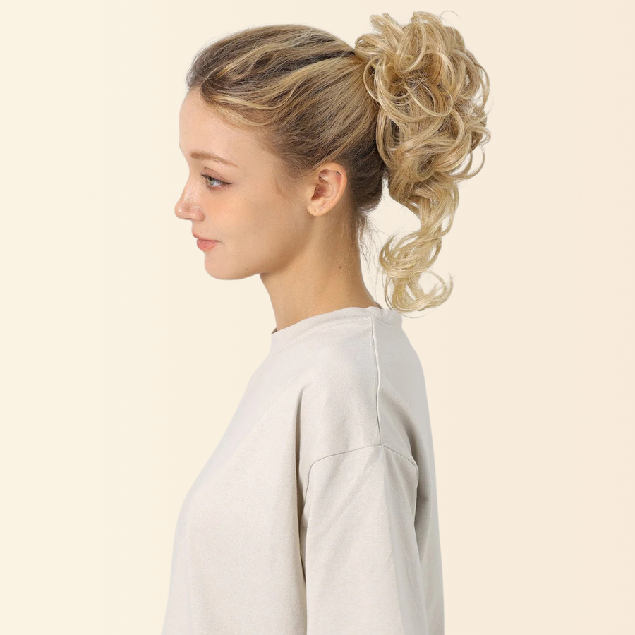 JuvaBun Claw Clip Boho Messy Bun, boho messy bun on a claw clip, photo 2