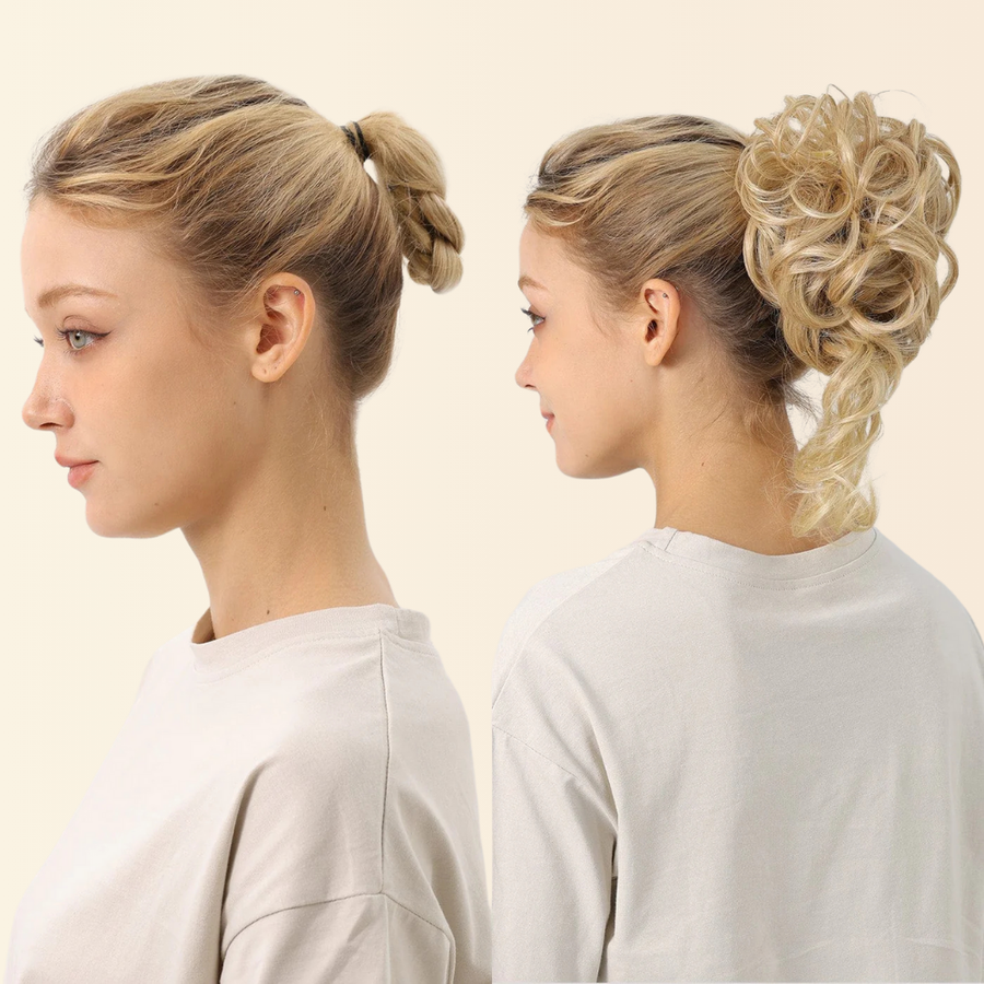 JuvaBun Claw Clip Boho Messy Bun, boho messy bun on a claw clip, photo 4