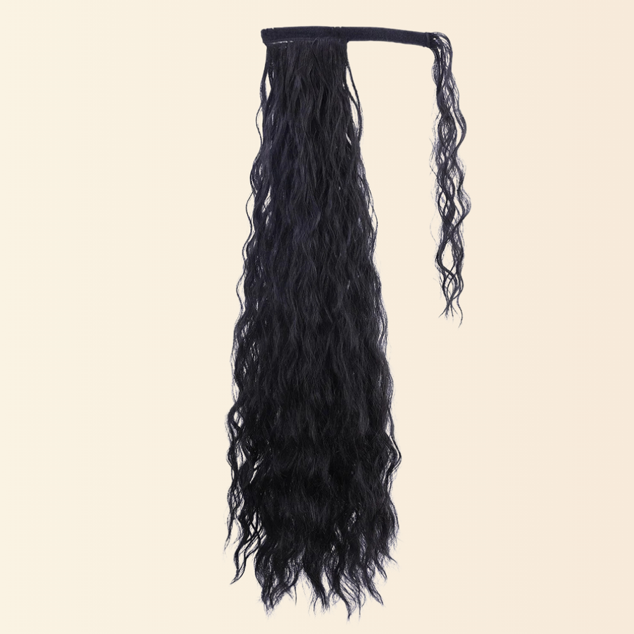 JuvaBun Long Spiral Curly Magic Ponytail in Black shade