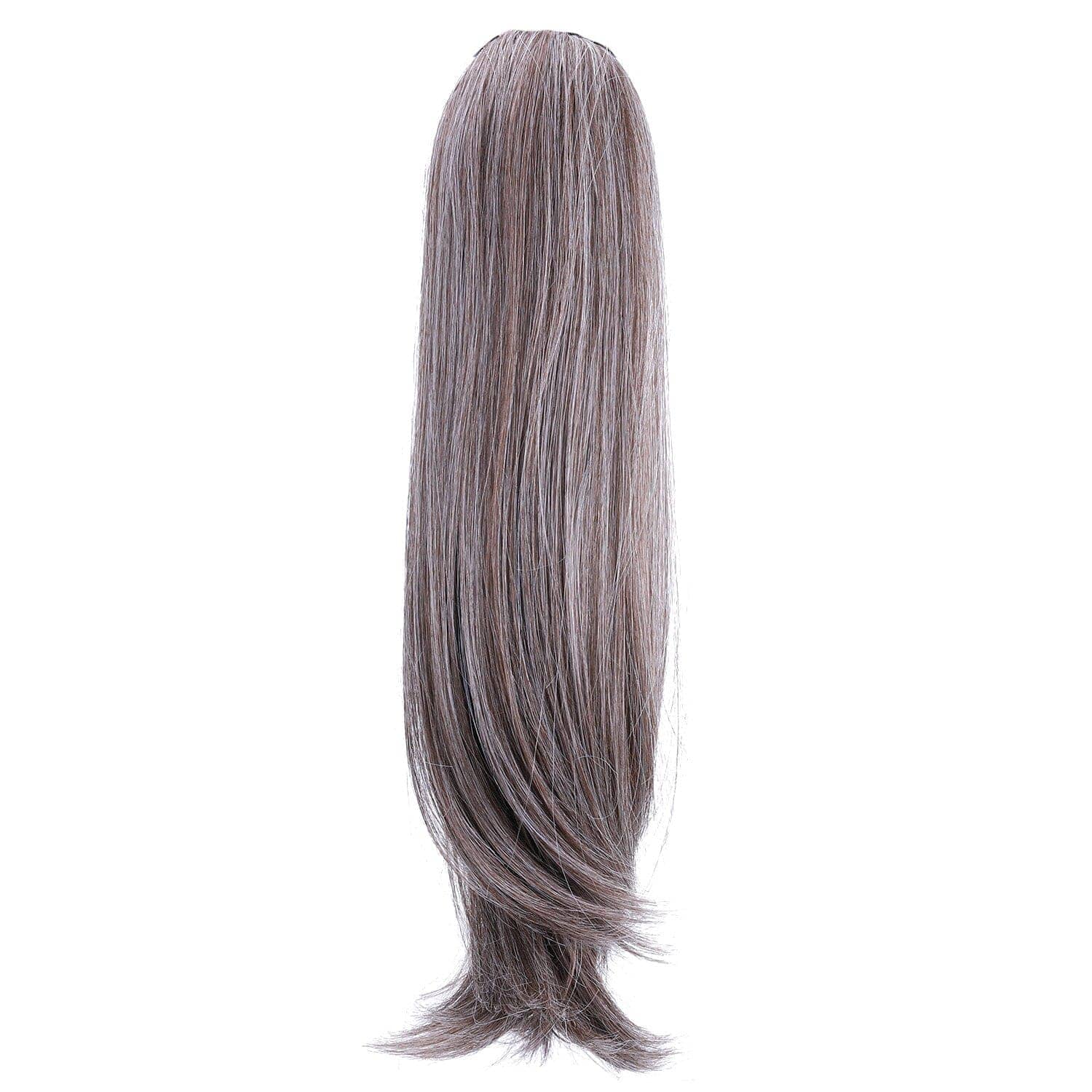 Brownish Gray JuvaBun Claw Clip Straight Ponytail Extension 17'' MW09-Brownish Gray JuvaBun