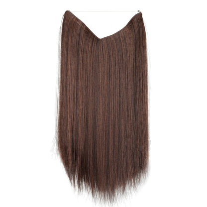 Medium Brown JuvaBun Straight Halo 18'' HE01-Medium Brown JuvaBun