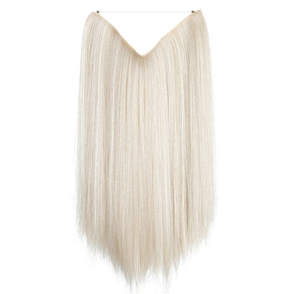 Platinum Blonde JuvaBun Straight Halo 18'' HE01-Platinum Blonde JuvaBun